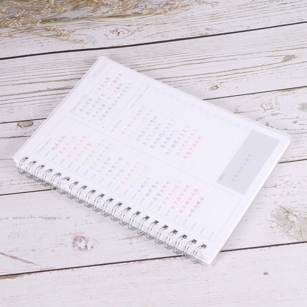 2pcs Student Daily Planner Efficiency Agenda Schedule Notebooks Diary Stationery (Leather)