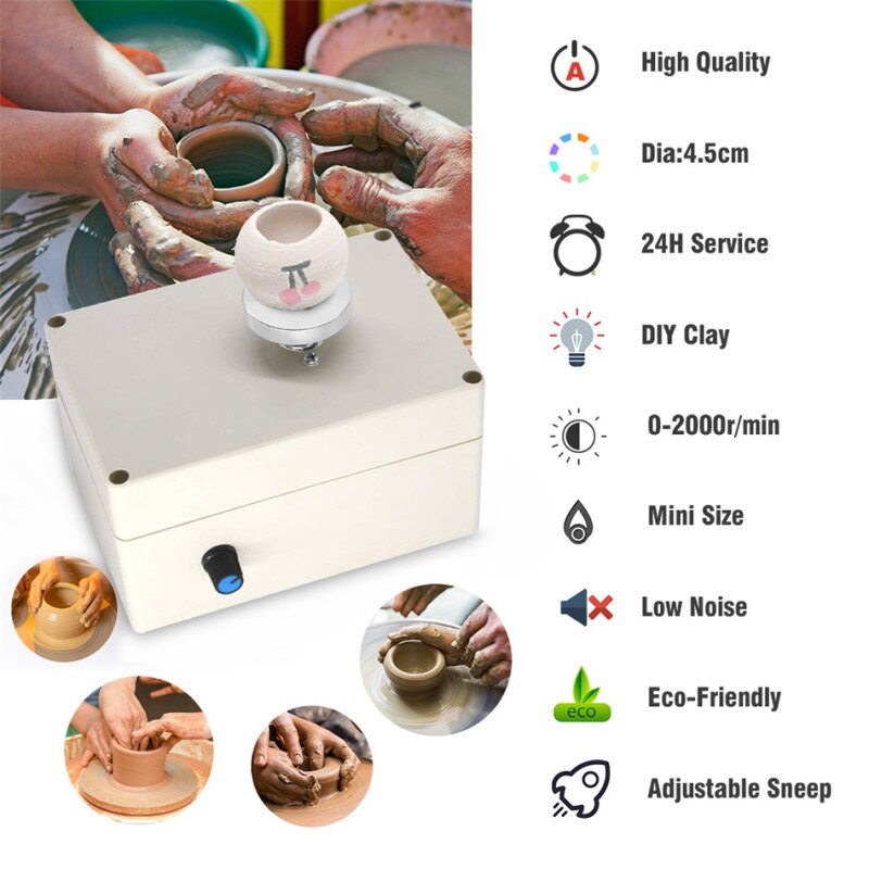 Electric Pottery Wheel Machine Mini USB Pottery Wheels Clay Throwing Making Ceramic Machine Ceramic Clay Potter Kit DIY Tool