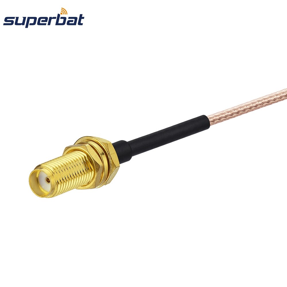 Superbat SMA Female Jack Bulkhead Nut to MCX Male Plug Right Angle RF Connector Pigtail Coax Cable RG316 For Antenna Wireless