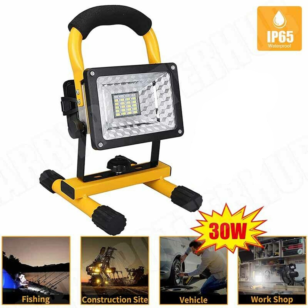 LED Street Lamp Landscape Lighting 30W Reflector 24 LED Rechargeable Work Flood Light Waterproof Cordless Camp Lamp