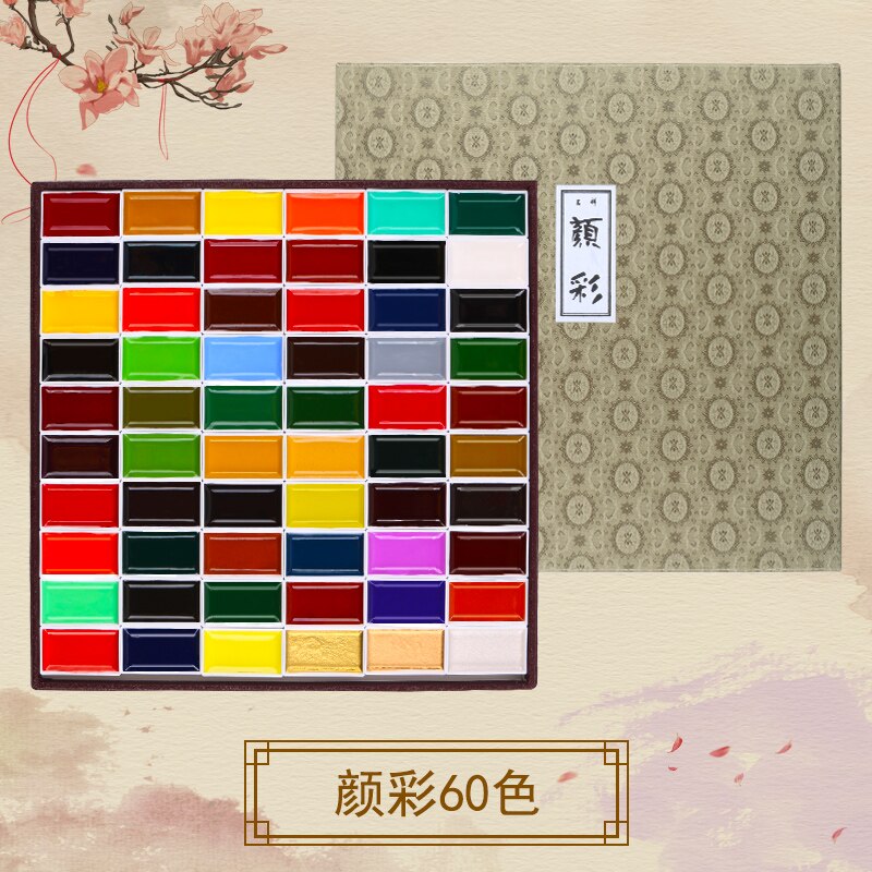 1 Set Japan Sakura Gunstige Effen Aquarel Pigmant 60/48/35/24/18/12/8/6 Kleuren Professionele Hoge Parel/Fluorescerende Kleur