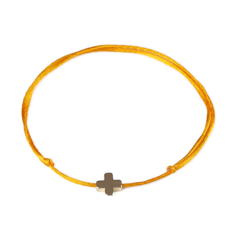 KEJIALAI prosty krzyż bransoletka sznurkowa regulowana plecionka Lucky Macrame bransoletki z rzemykami dla kobiet mężczyzn dzieci ręcznie robiona biżuteria: Gold / Silver Cross