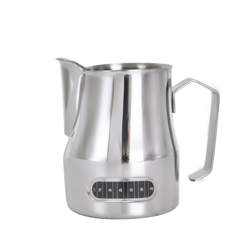 Nibbe italiensk farge melkeskumtanker 304 kaffedampkanne i rustfritt stål kaffemaskin med støtte for preging av dampkanne: Fargetemperaturklistremerker i rustfritt stål 500ml