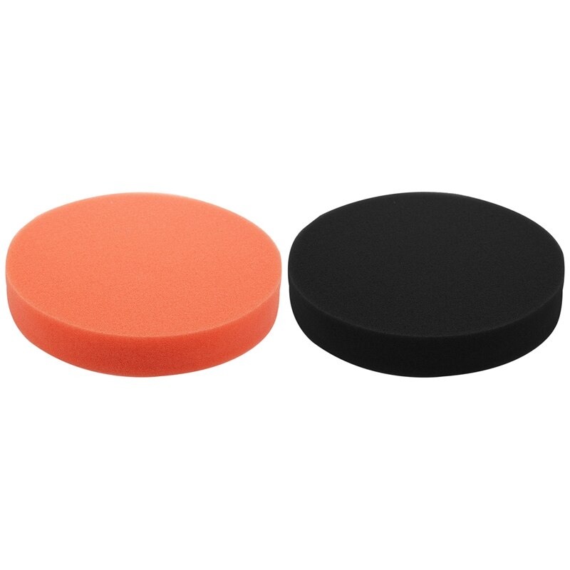 2 Stuks 6 Inch 150Mm Zachte Platte Spons Buffer Polijsten Pad Kit Voor Auto Polijstmachine Kleur: oranje & Zwart