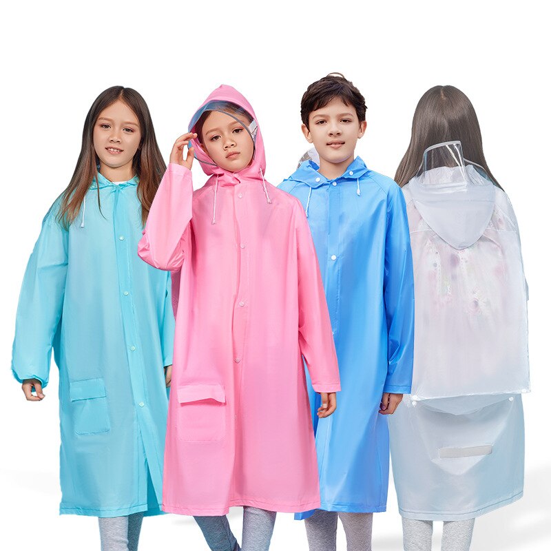 Primary school children's raincoat rain gear poncho big hat brim middle school children's protective raincoat with schoolbag