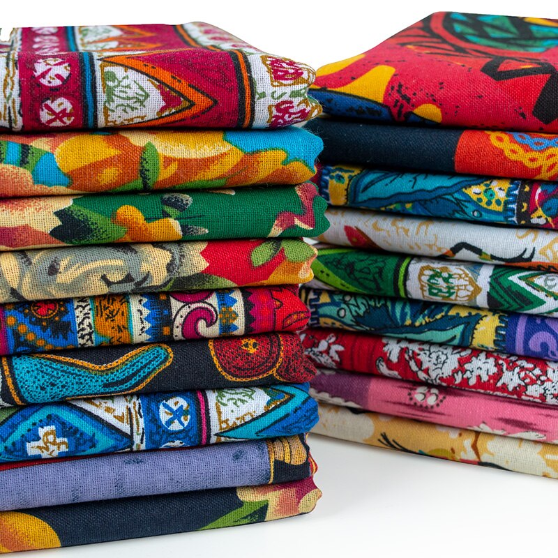 Boheme stof trykt bomuld linned tøj stof afrikansk stof sydøst asiatisk retro håndlavet diy dug patchwork