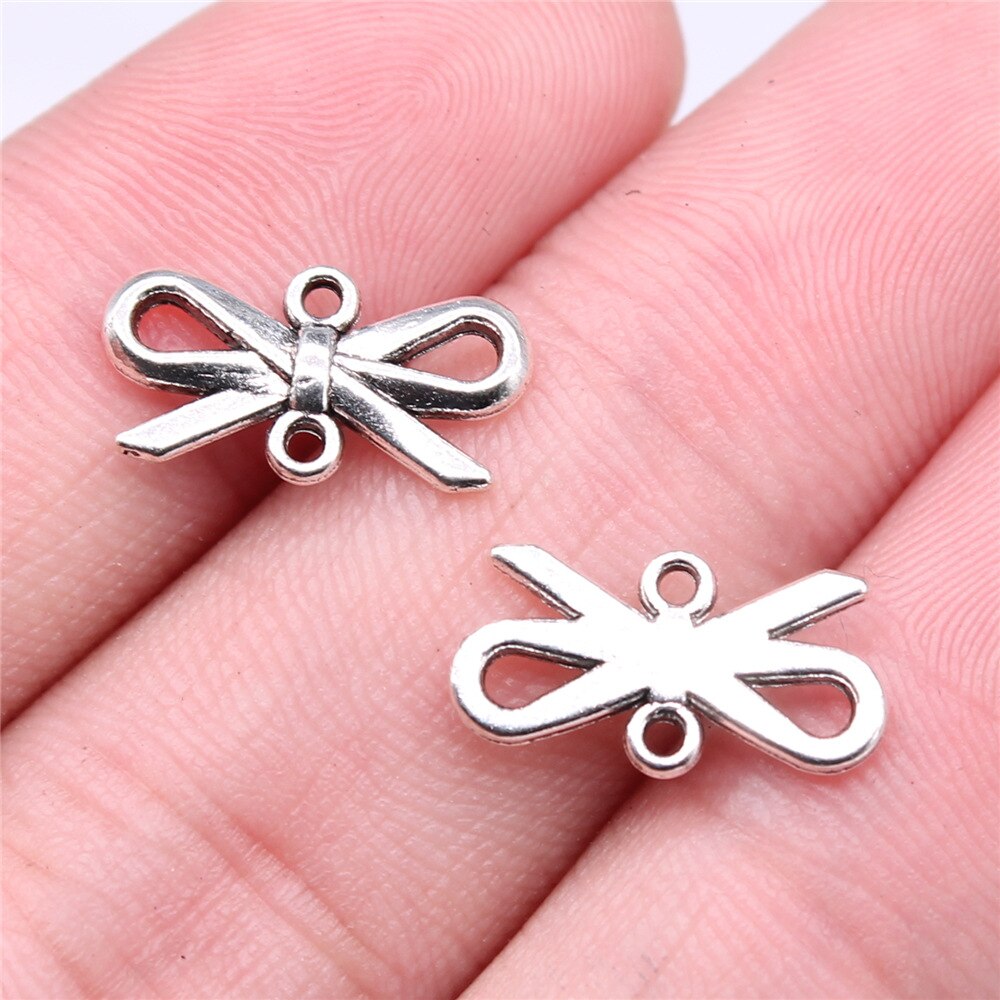 20Pcs Charms Tiny Boog Antiek Zilver Kleur Strik Charms Sieraden Bevindingen Diy Strik Charms: B16317-16x8mm