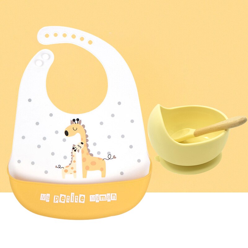 2 Stks/set Slabbers Kommen Lepel Set Waterdichte Siliconen Kinderen Meisje Jongen Slabbetjes Verstelbare Cartoon Peuter Schort Babyvoeding Stuff