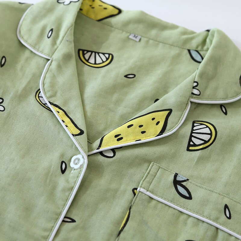 Pijamas de gasa de algodón para mujer, ropa de manga larga para el hogar, fresca y bonita, fina, de talla grande, conjunto de dos piezas, primavera y otoño, novedad