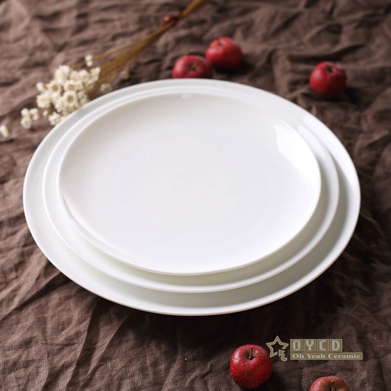 Bone china bread plates western-food plate pure white bone china plates round shape 7" 8" 10" shallow type plates bread dishes