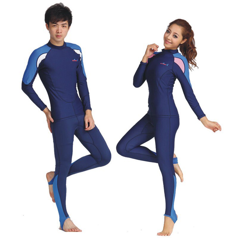 Dive & Sail Mannen Vrouwen Lycra Lange Mouwen Floatsuit Badmode Duiken 2 Stuks Pak Huid Uv Zon Bescherming Pak LS-715