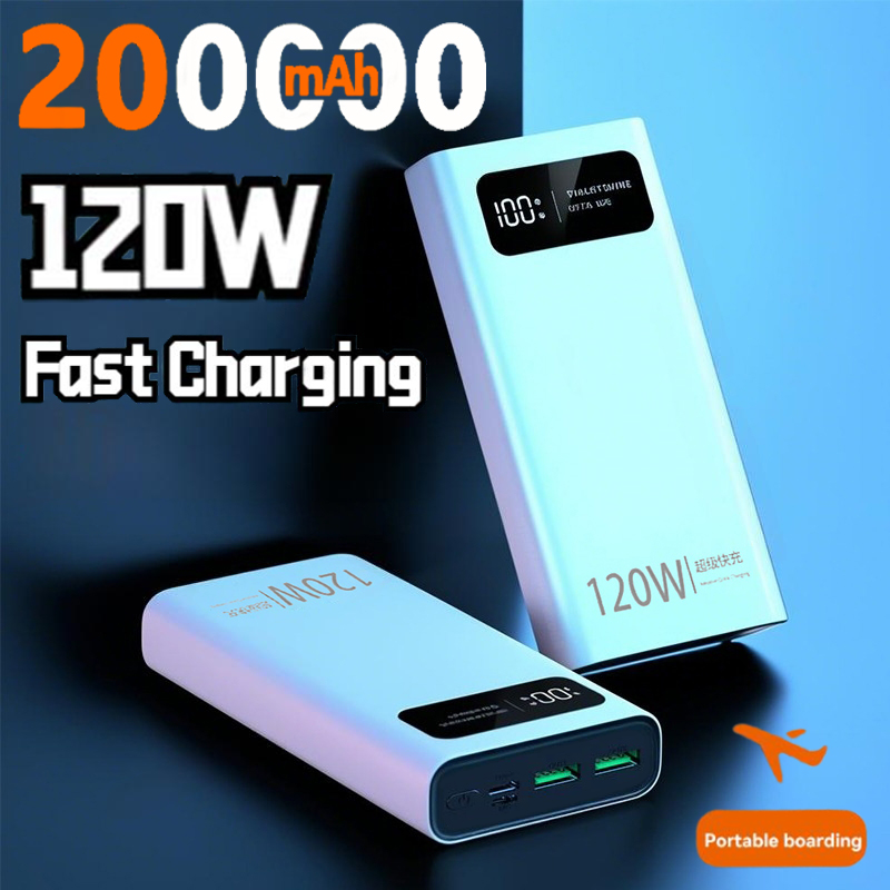 120W Super Fast Charging Power Bank With LED Digital Display 200000mAh Large Capacity External Battery Portable For phones