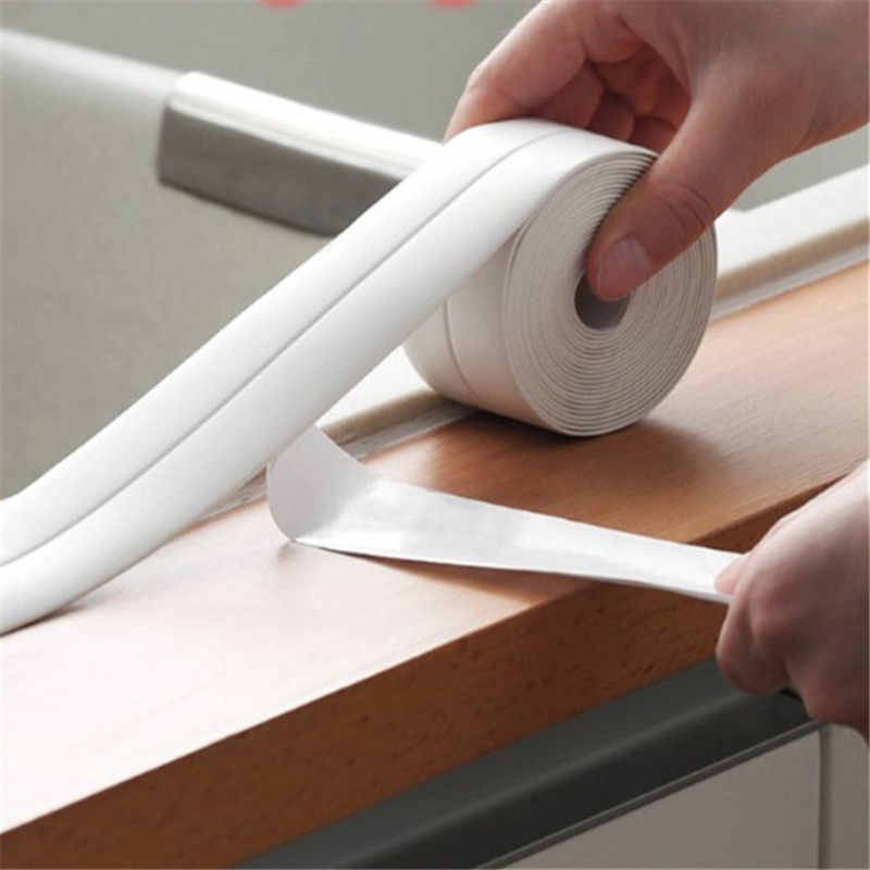 Pegatina de cerámica antihumedad de 3,2 m * 2,2 cm para cocina, autoadhesiva de PVC, adhesivo para esquina de pared de baño, pegatinas para fregadero