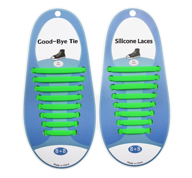 16 teile/satz Elastische Silikon Schnürsenkel Kreative Faul Silikon Laufende Keine Krawatte Gummi Spitze Schuhe Zubehör für mann frauen unisex: Grün