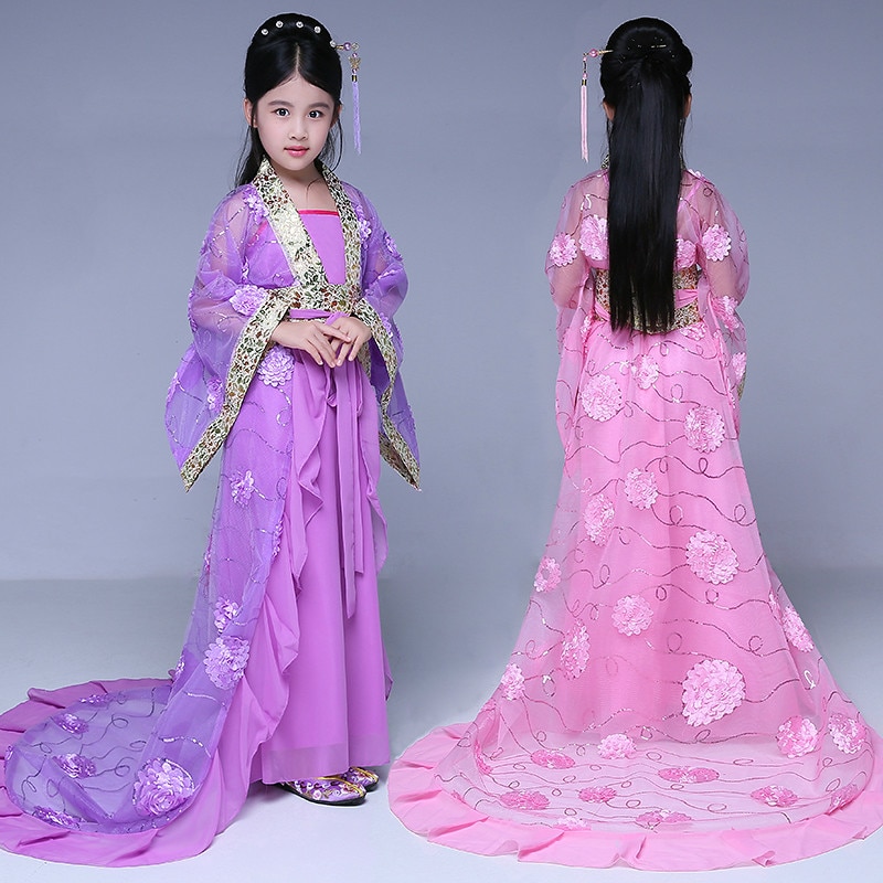Kinderen Kant Tailed Prinses Cosplay Kostuum Meisje Tang Koninklijke Prinses Dans Kostuum Kinderen Hanfu Jurk Chinese Folk Kostuum 89