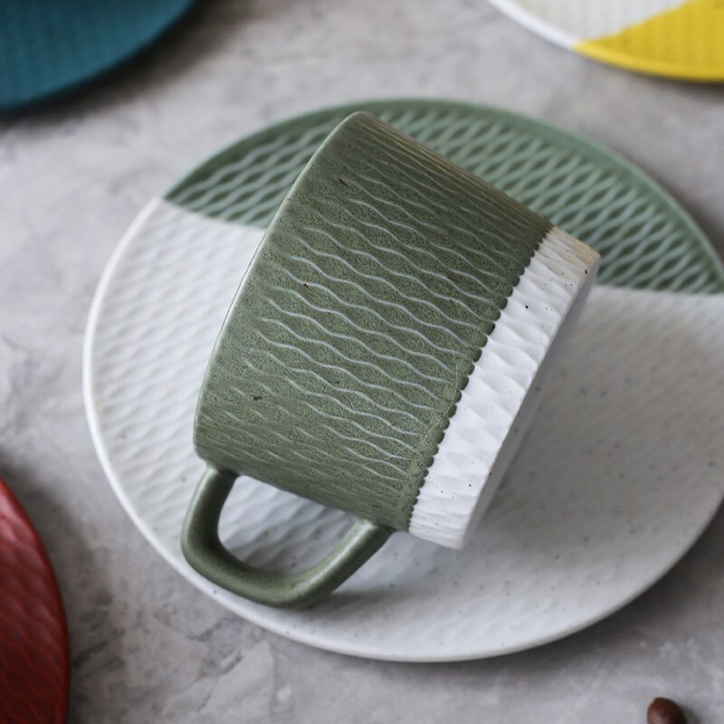 Japansk keramikk kaffekopp enkel gul nordisk hjemme ettermiddagste kopper kontor minimalistisk kopp og tallerken sett  mm60 byd