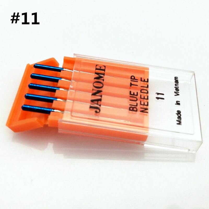 1 set 5 pcs Janome Sewing Machine accessories Blue Tip Needle Size 11 ;Purple Tip Needles 14; Red Tip Needles 14 7YJ283: blue tip needle