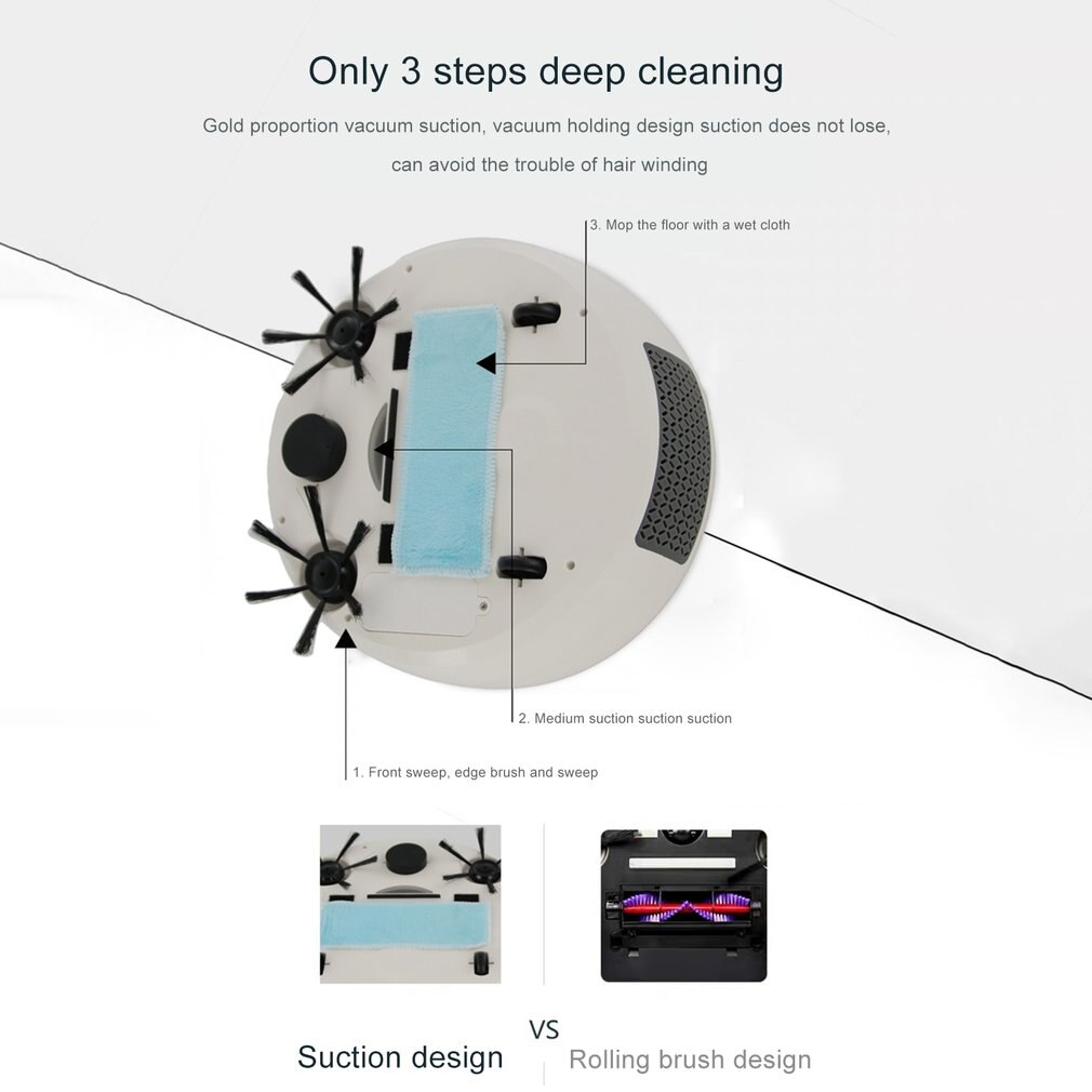 3in1 Sweeping Robot Clean Intelligent Home Vacuum Cleaner Household Automatic Sweeping Dust Tool Smart Floor Sweeper