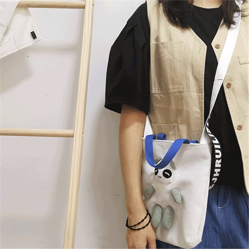 Straat Foto Leuke Panda Messenger Bag Meisje Kleine Verse Canvas Tas Vrouwelijke Student Zak Vrouwelijke Zak