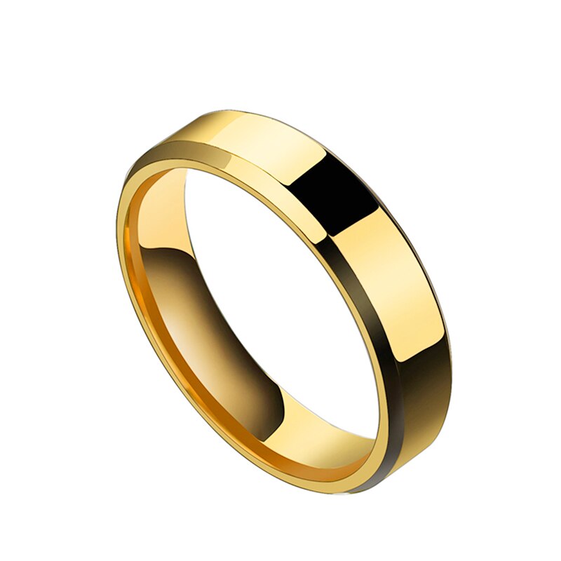 Letdiffery 6mm Einfache Edelstahl Männer Ring Gold Farbe Frauen Schmuck Größe 5-13: 13 / Rosa