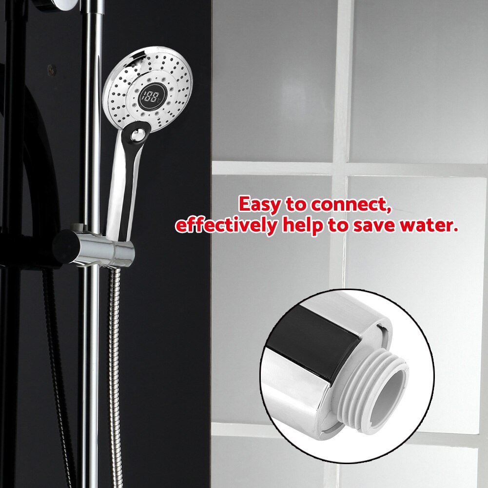 Digitale Led Douchekop Met 3-Kleur Temperatuur Controller Handheld Zilver Galvaniseren Led Licht 3 Spuiten Modus Douchekop