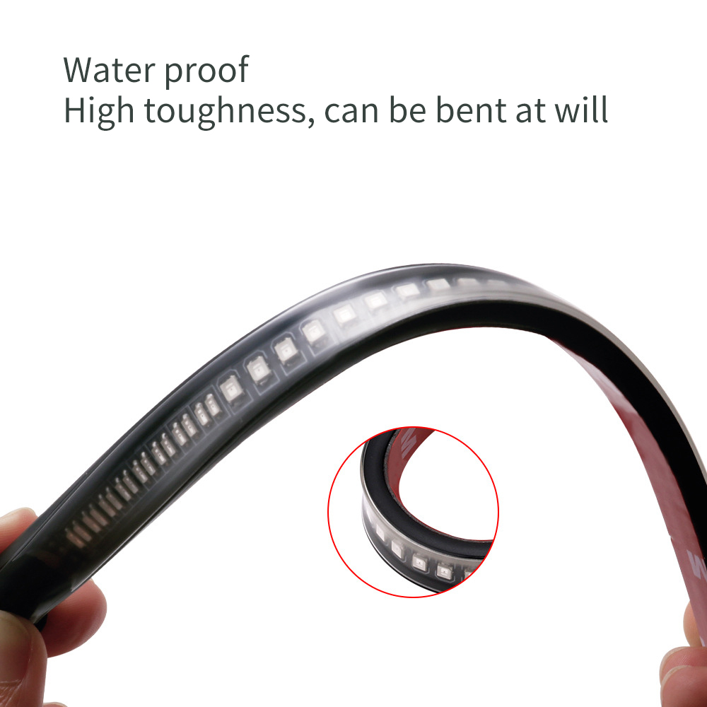 Fleksibelt led-lys til motorcykel, 48 led-stopsignallysbjælke, bagblinklys, bagbremsepære, bremselys