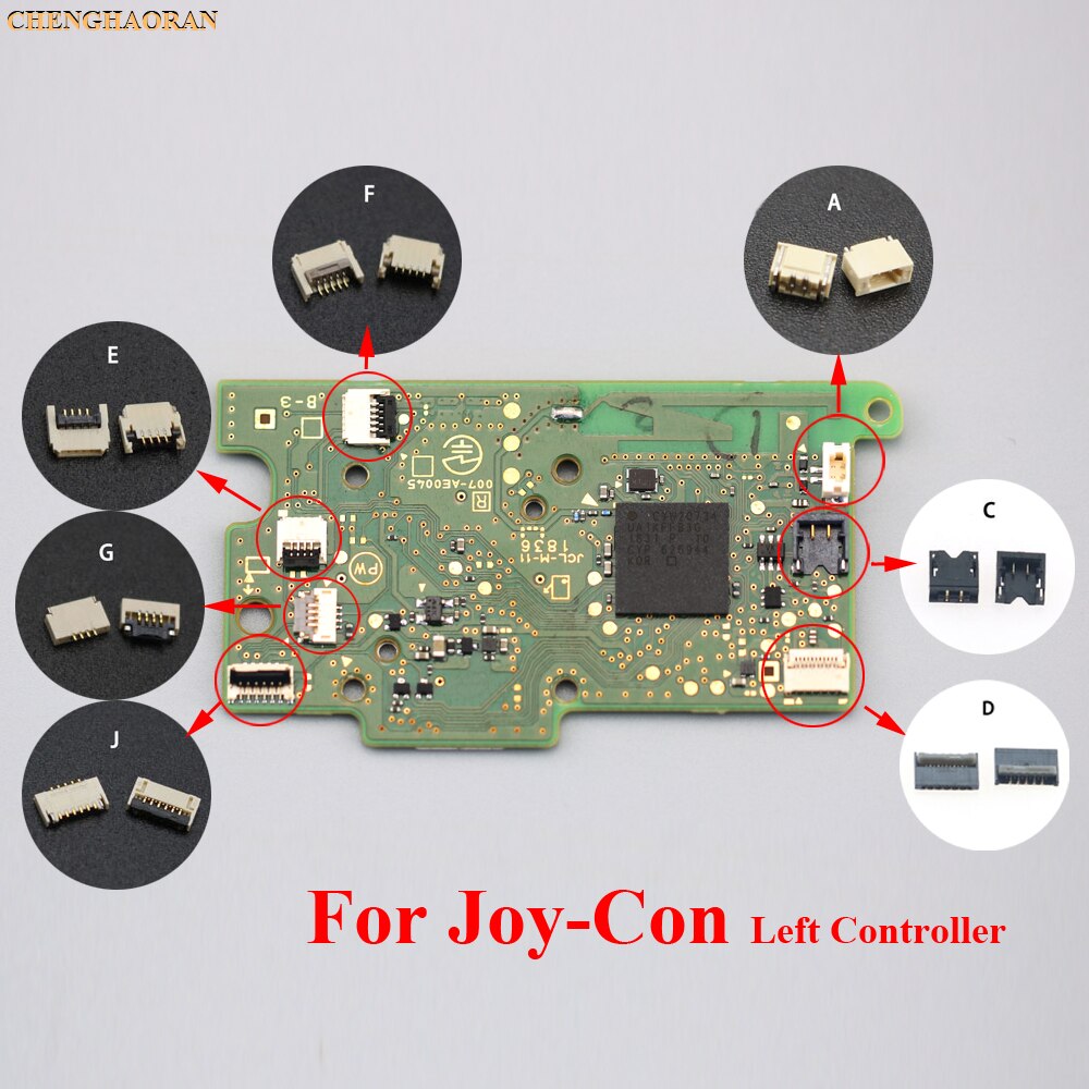 Yuxi 2 stk reservedeler for nintend switch ns joy con pcb board flex kabel kontakt socket klips reservedeler