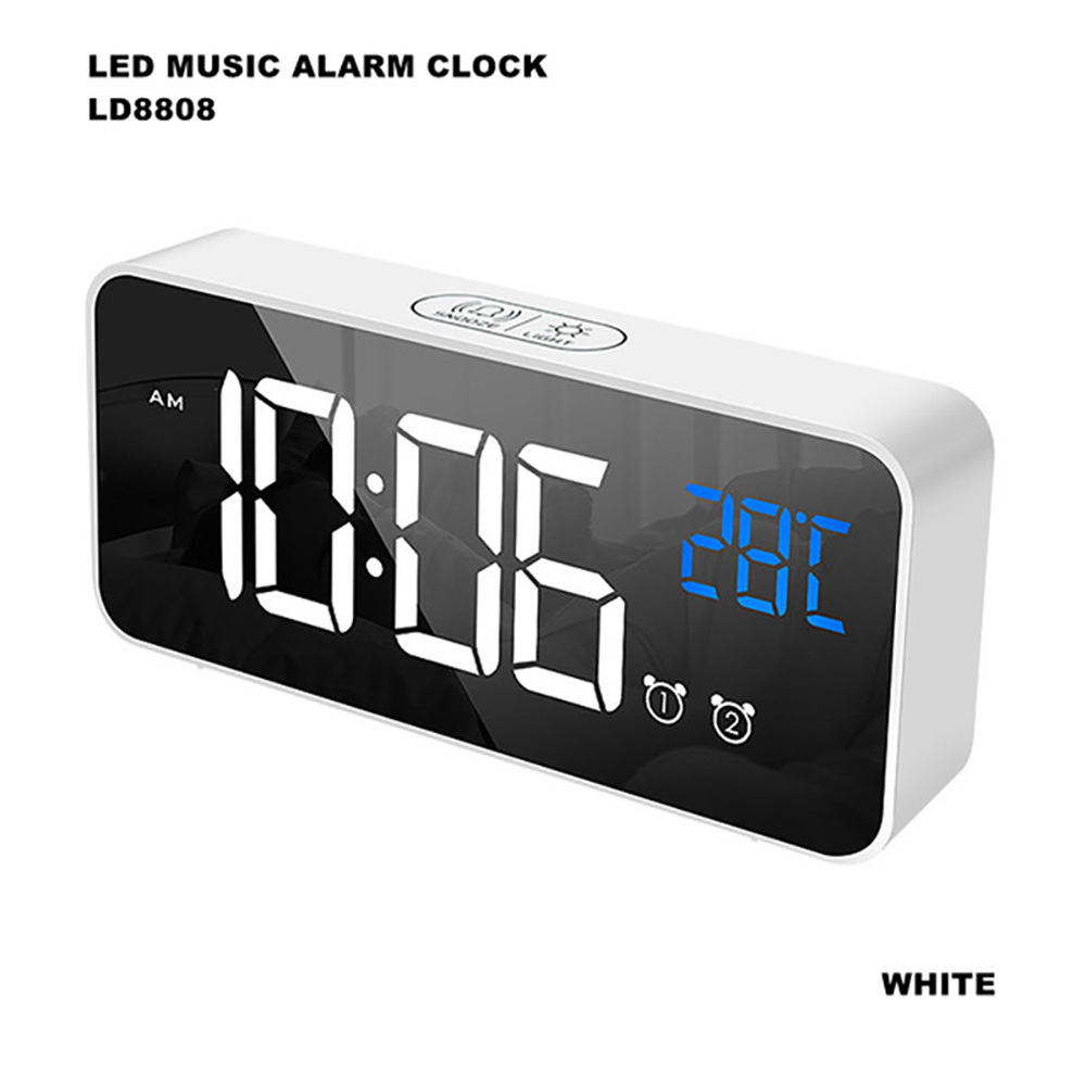 Multiple wake-up musik led spejl vækkeur lydaktiveret ur genopladeligt sengekant musik ur