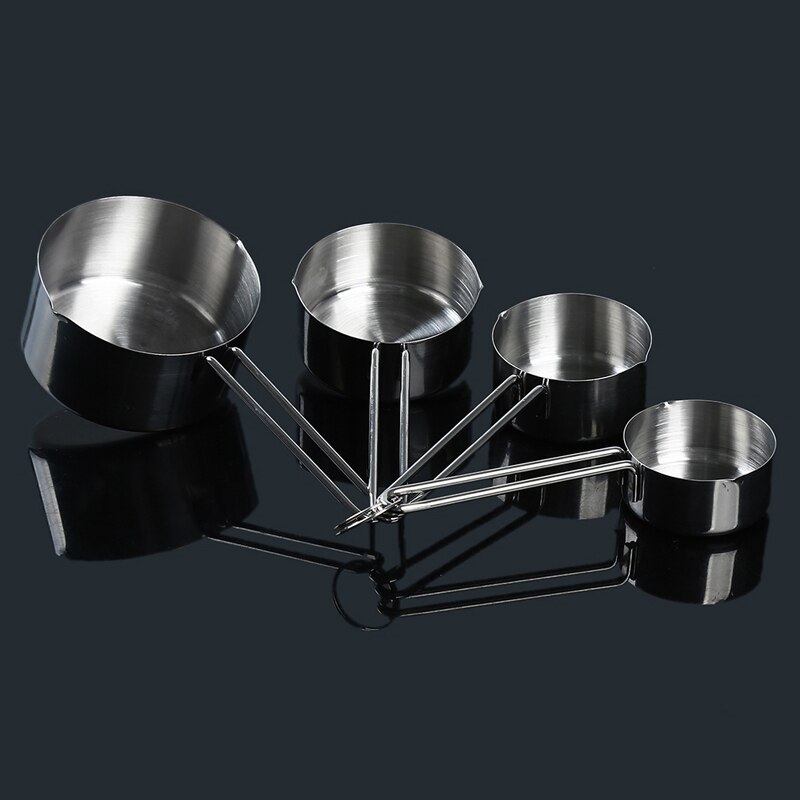 Cuillères à mesurer en acier inoxydable, 4 pièces/ensemble, cuillère à café en poudre, tasse à mesurer, balance de cuisine, outils de pâtisserie: Default Title