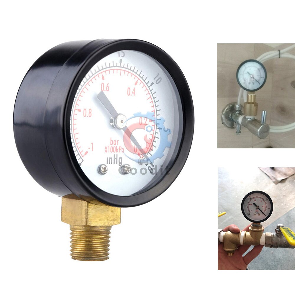 Vakuummanometer miniurtavla dubbelskala mätklocka 1/4 &quot; npt  -30hg/0ps vakuumtryckmätare 2 &quot; ratten digital display mätare