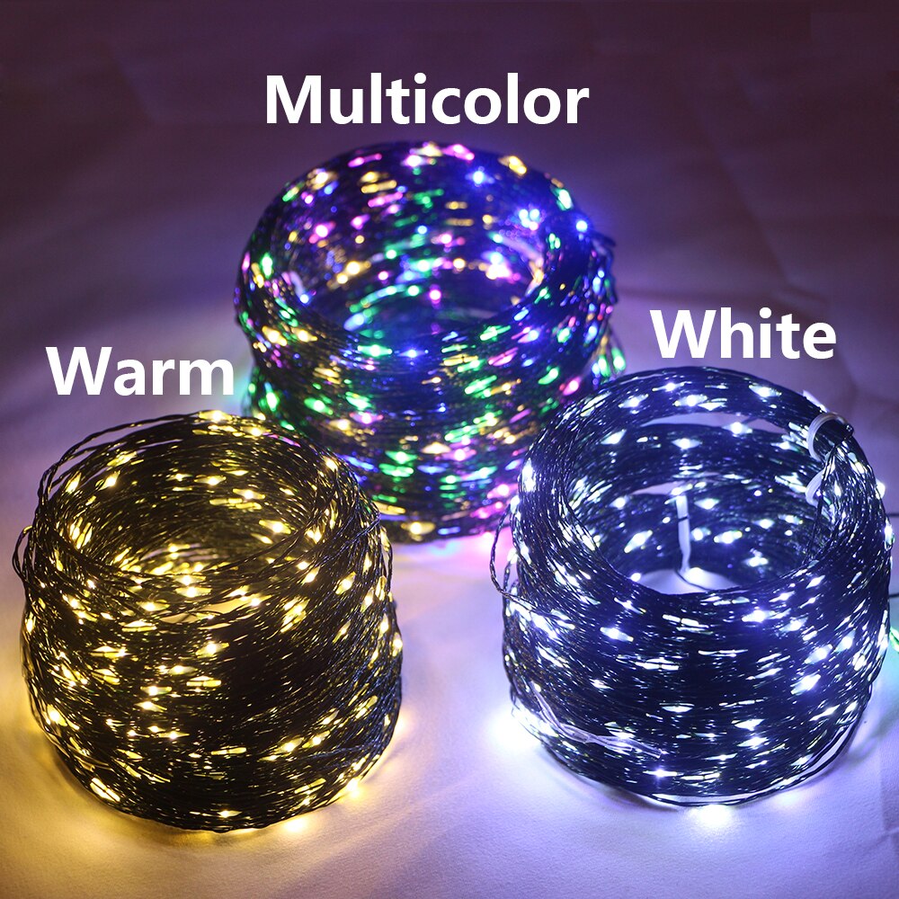 10m-120m LED String Lights Fairy Christmas Garland Outdoor Decor Lamp With Remote For Tree Street Bedroom Wedding Party