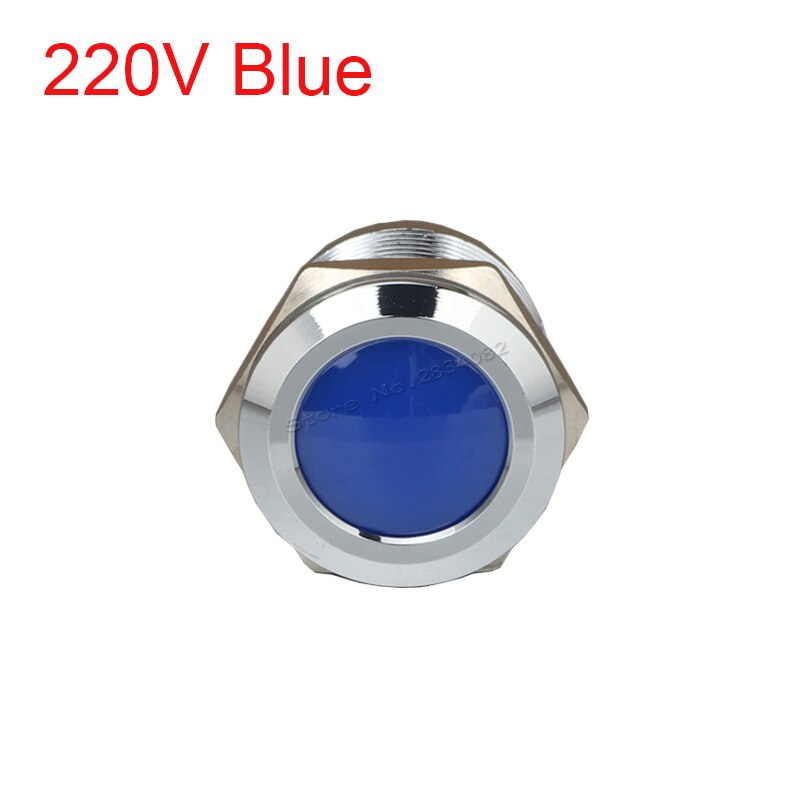 22mm Metal Indicator light LED Signal Lamp Warning light Car Boat Pilot Panel Signal Light 6V 12V 24V 220V 110V RGBYW Waterproof: 220v Blue