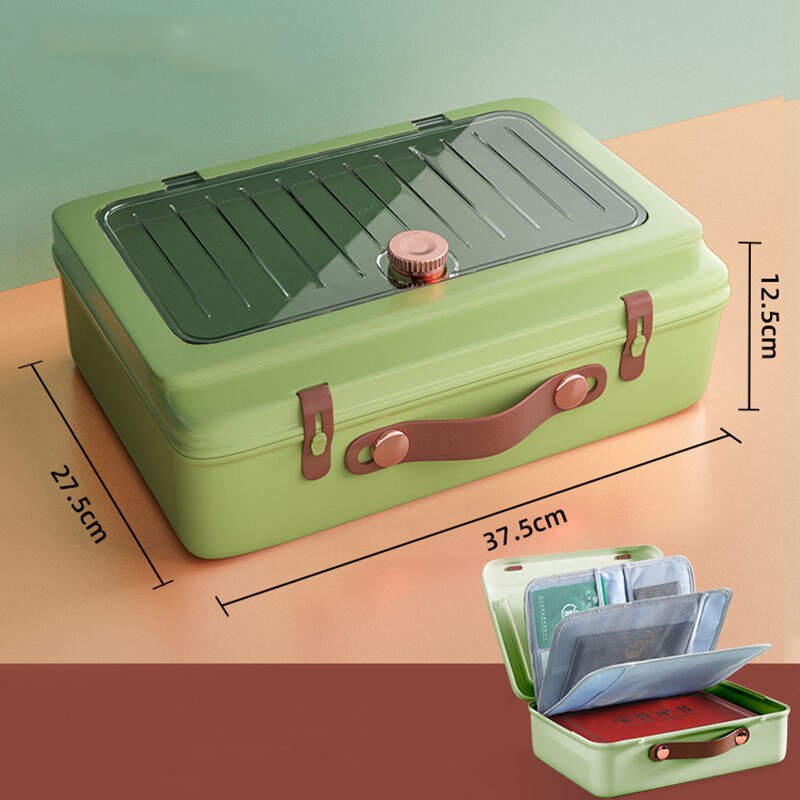 Office File Documents Box Container Bills Folder Multilayer Storage Bag Larger Capacity Briefcase Business Material Organize: A Green