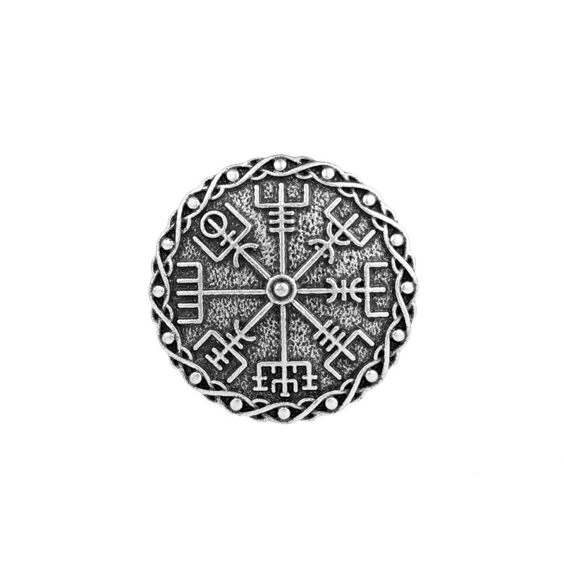 Broches de escudo vikingo, Pin Vintage, insignia, Pin para capa Medieval nórdica, baratijas, bufandas, broche, alfileres redondos para el pecho: Chapado en cobre envejecido