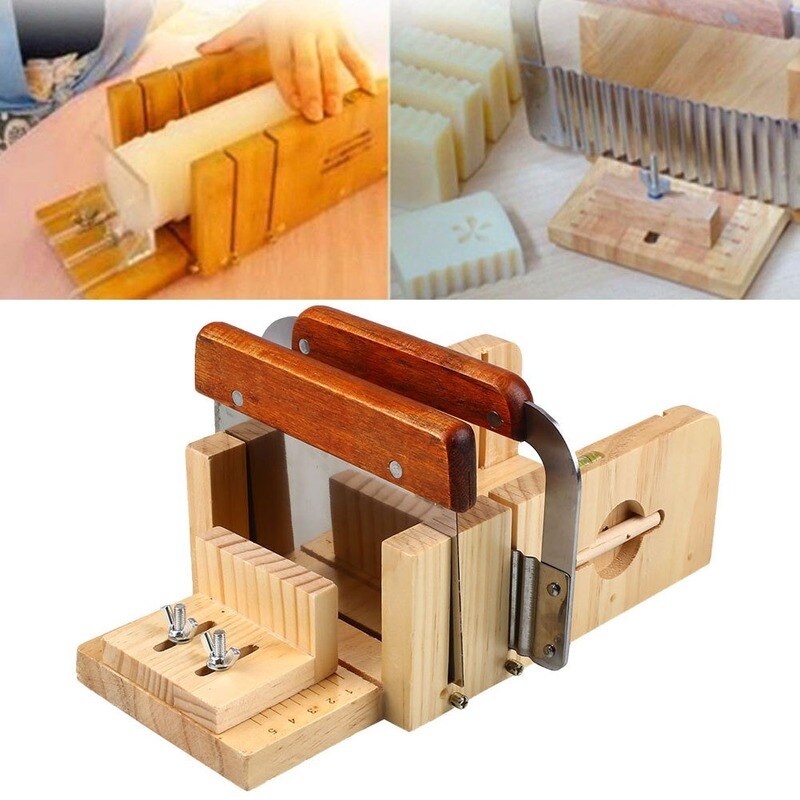3in1 Manual Soap Kits Adjustable Cutting Loaf Soap Cutters Pine Rectangle Slicer with Stainless Steel Blade Soap Making Supplies