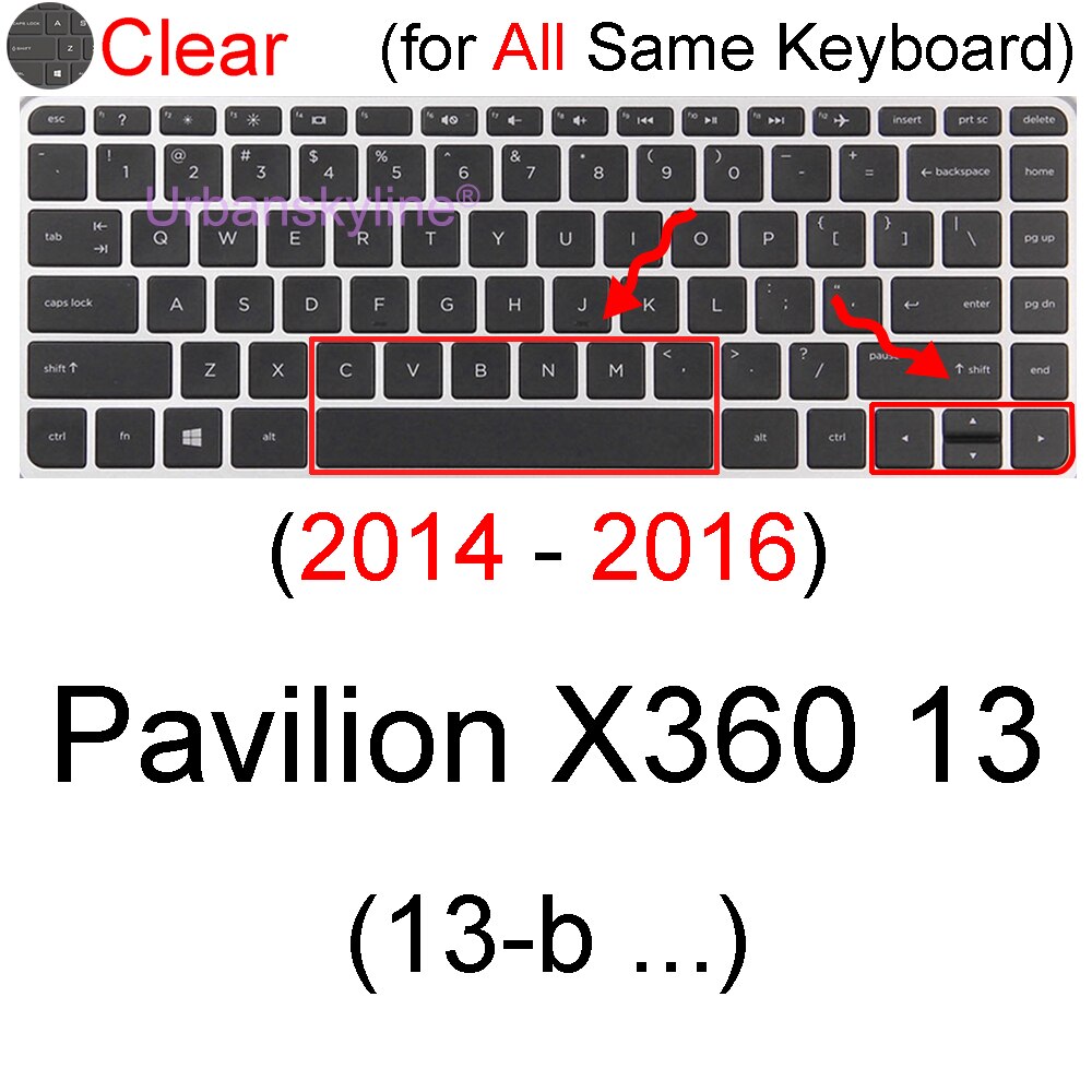 Housse de protection de clavier pour ordinateur portable HP Pavilion 13, étui X360 Aero 13, 13z, 13t, 13-bb 13-be 13-be 13-be 13-an 13-b: Clear 2014-2016
