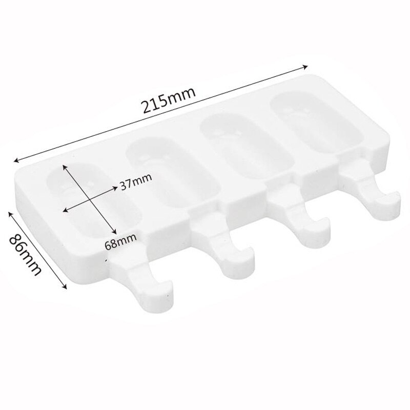 Ice Cream Mold Makers 4 Cavity Ice Cube DIY Tools Silicone Thick Material Popsicle Moulds Freeze Pudding Mold Tray: A