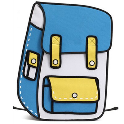 3D Jump Style 2D Tekening Cartoon Paper Bag Comic Rugzak Messenger Tote Leuke Student Zakken Unisex Bolos: Blauw