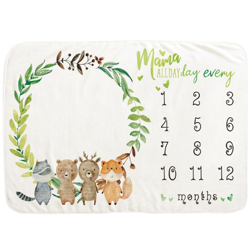 Baby Monthly Record Growth Milestone Blanket Wreath Pattern Photography Props R2JF: 2