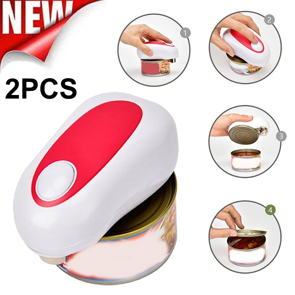 Ouvre-boîte électrique Portable, automatique, bord lisse, ergonomique, ouvre-bocal électrique de poche, outils de Bar de cuisine 2 pièces