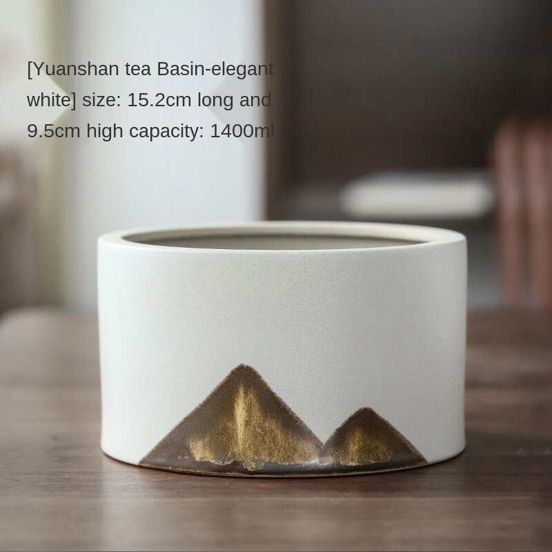 Tea Wash Large Japanese Zen Household Black Porcelain Tea Cup Washing Utensils Tea Tray Jianshui Tea Wash Tea Basin: Large tea wash B