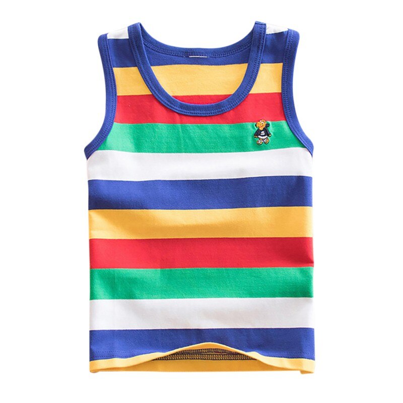 4 rayas niñas niños chaleco tops sin mangas para niña algodón peinado niños chaleco camisolas camisa ropa interior: A / 4T