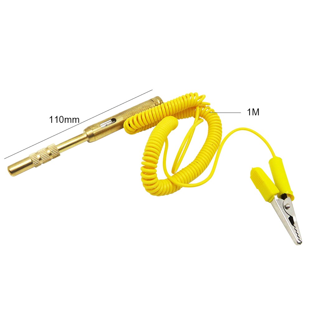 DC 6V 12V 24V Diagnostic Tool Trailers Probe Lamp Detect Pen Circuit Tester Car Spiral Wire Yellow Voltage Gauge Measuring Metal