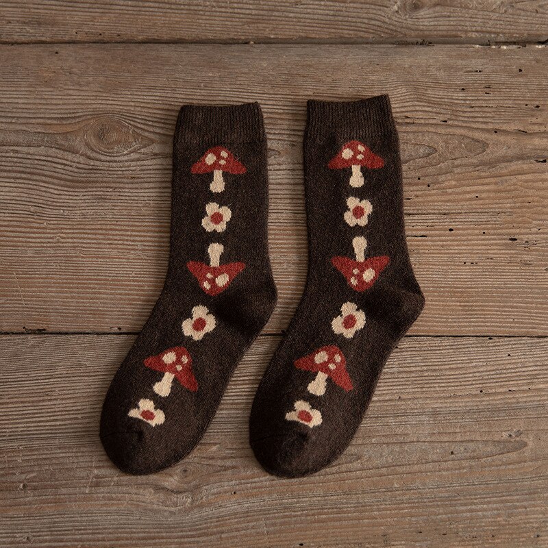 Calcetines gruesos de lana para mujer, medias de tubo informales, de algodón, cómodos y cálidos, para Otoño e Invierno: F