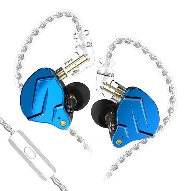 KZ ZSN PRO X 1BA 1DD Hybrid Drive HIFI Metal In Ear auricolari Bass Earbud Sport cuffie con cancellazione del rumore KZ ZSTX ZSX ZS10 PRO T2: Royal blue with mic