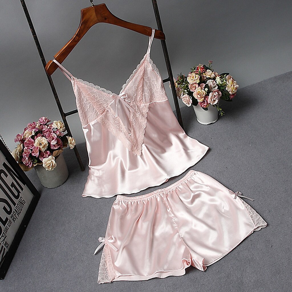 Seksowna bielizna damska odzież robić snu spodenki na ramiączkach dekolt w serek aksamitna piżama bielizna nocna пижама кигуруми пижама женская gorąca: różowy / M