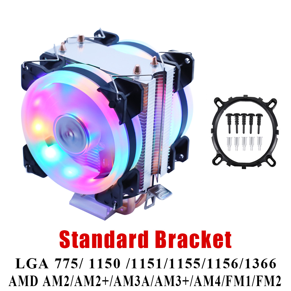 Wovibo Cpu Cooler Cooling Fan 3PIN 4Pin Ventilador Stille Voor Intel 775 1150 1151 1155 1200 1366 X79 X99 AM3 AM4 Radiator: Ring 775 115x 1366 / 4PIN