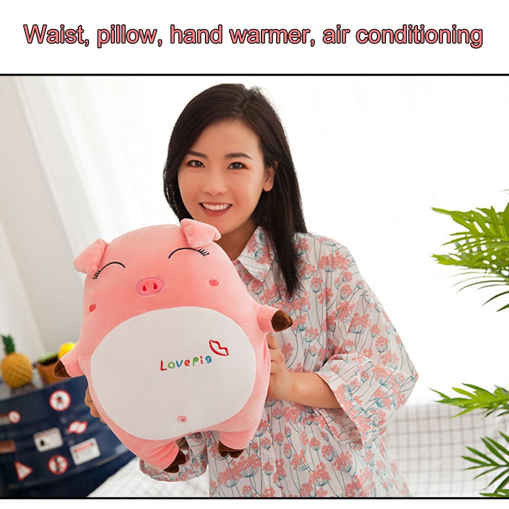 Multi-Funzione Sveglia porcellino Peluche Cuscino Scaldino Della Mano con aria Condizionata Coperta DC112