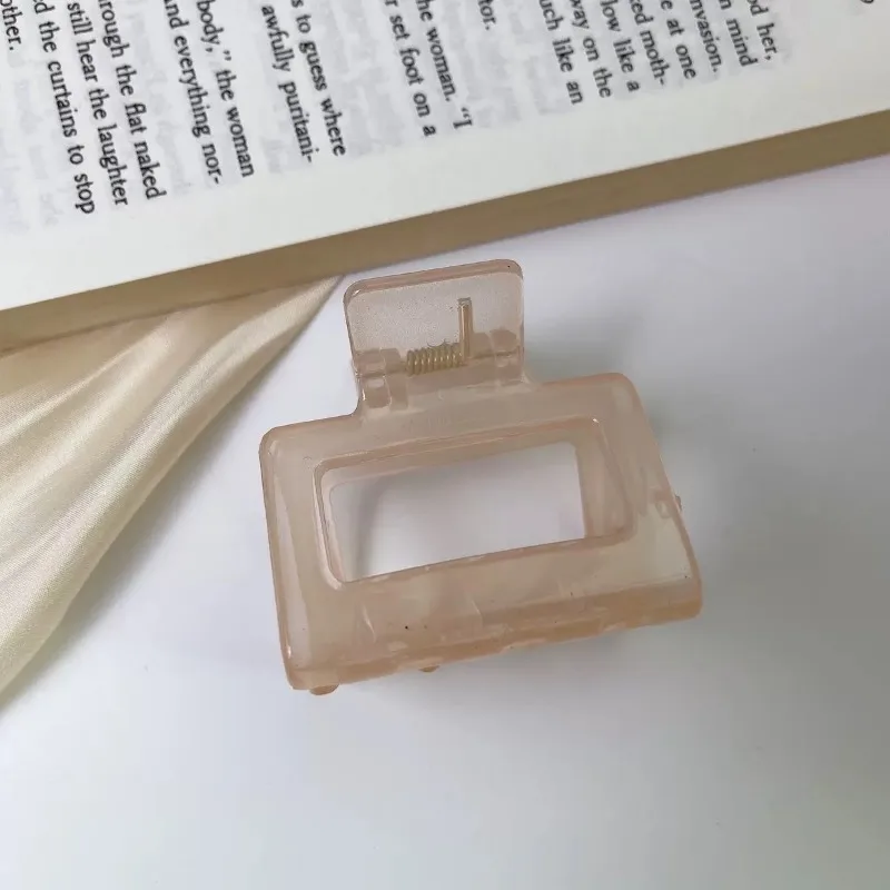 Pinzas cuadradas coloridas para el cabello para mujeres y niñas, horquillas acrílicas elegantes, pasador de tamaño pequeño, pinzas para el cabello de cangrejo, accesorios para el cabello: Blanco