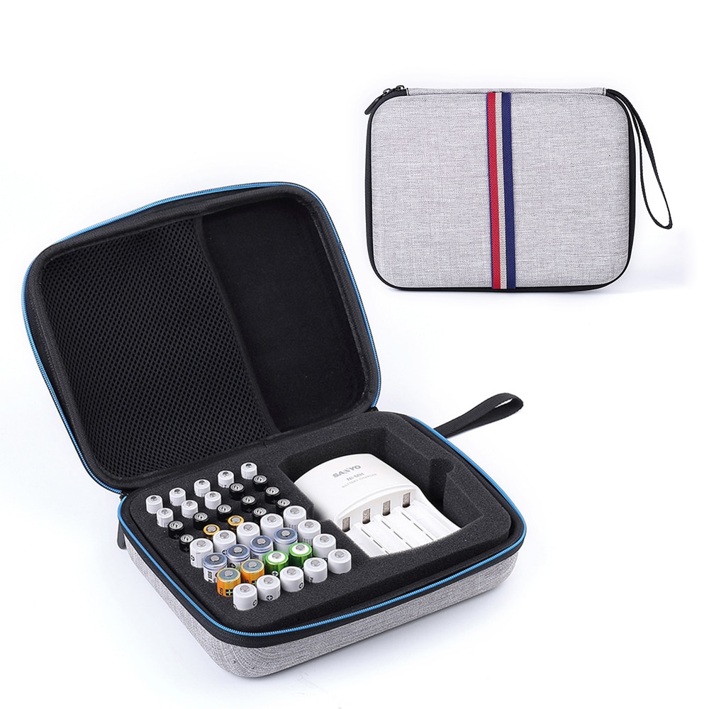 Estuche portátil EVA a prueba de golpes, soporte de batería AA/AAA, caja de almacenamiento/organizador/contenedor, pila de rango aa y aaa